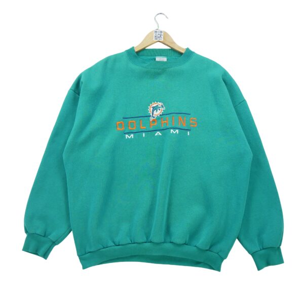 Sweat homme manches longues turquoise NFL Col Rond Equipe Miami Dolphins
