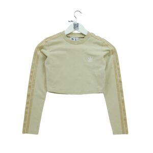 T shirt femme manches longues beige Adidas Col Rond