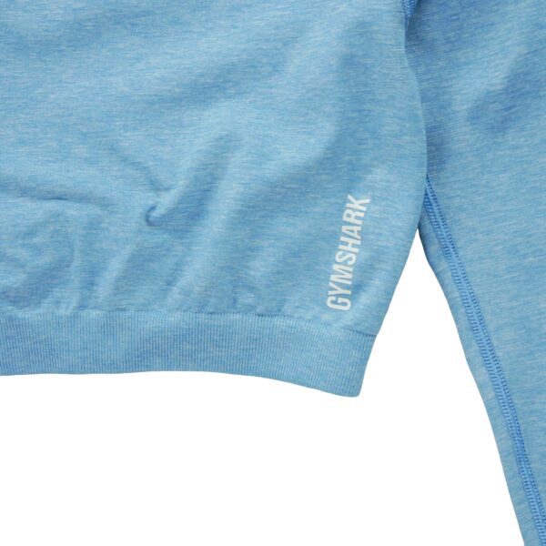 T shirt femme manches longues bleu clair Gymshark Motif chine Col Rond