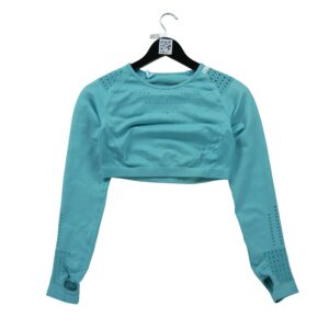 T shirt femme manches longues bleu Gymshark Col Rond