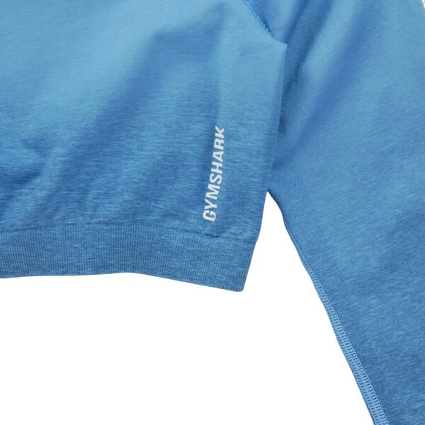 T shirt femme manches longues bleu Gymshark Motif chine Col Rond