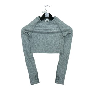 T shirt femme manches longues gris Gymshark Motif chine Col Rond