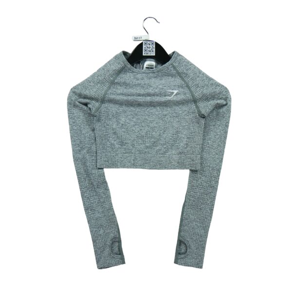 T shirt femme manches longues gris Gymshark Motif chine Col Rond