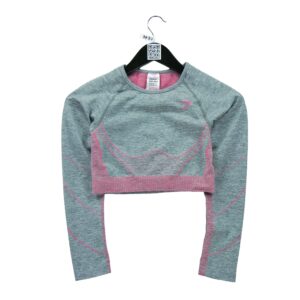 T shirt femme manches longues gris Gymshark Motif chine Col Rond