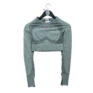 T shirt femme manches longues gris Gymshark Motif chine Col Rond