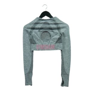 T shirt femme manches longues gris Gymshark Motif chine Col Rond