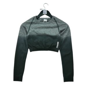 T shirt femme manches longues gris Gymshark Motif chine Col Rond