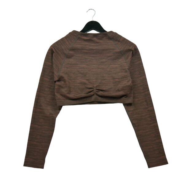 T shirt femme manches longues marron Gymshark Motif chine Col Rond
