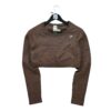T shirt femme manches longues marron Gymshark Motif chine Col Rond