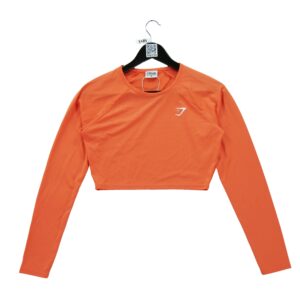 T shirt femme manches longues orange Gymshark Col Rond