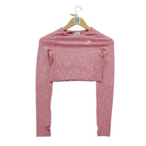 T shirt femme manches longues rose Gymshark Motif chine Col Rond