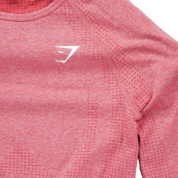 T shirt femme manches longues rouge Gymshark Motif chine Col Rond