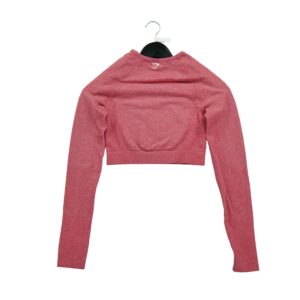 T shirt femme manches longues rouge Gymshark Motif chine Col Rond