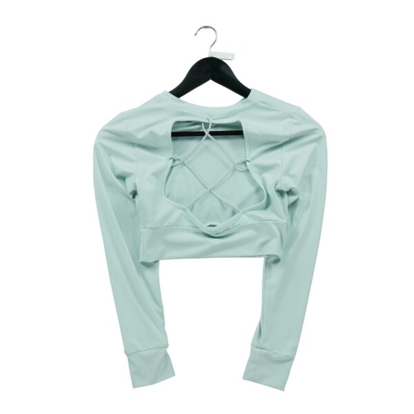 T shirt femme manches longues vert Gymshark Col V
