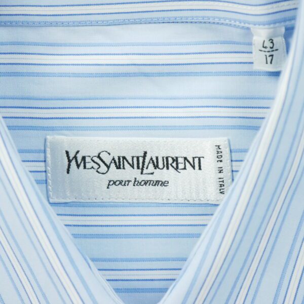 Chemise classiques bouton de manchette homme manches longues bleu clair Yves Saint Laurent Motif a rayures