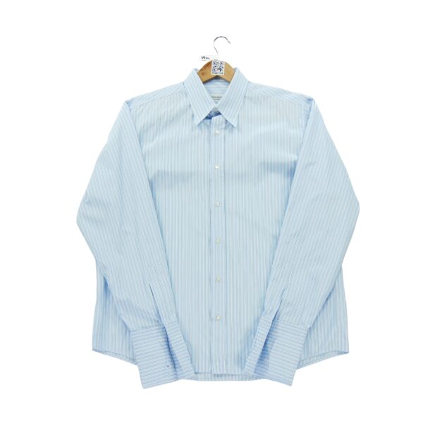 Chemise classiques bouton de manchette homme manches longues bleu clair Yves Saint Laurent Motif a rayures