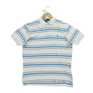 Polo manches courtes homme blanc Polo Ralph Lauren Motif a rayures Col Polo