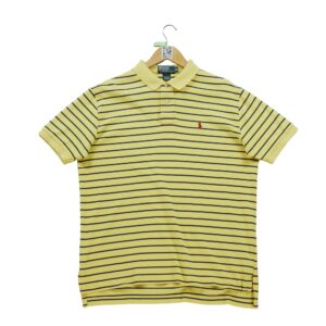 Polo manches courtes homme jaune Polo Ralph Lauren Motif a rayures Col Polo