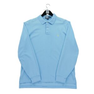 Polo manches longues homme bleu clair Polo Ralph Lauren Col Polo