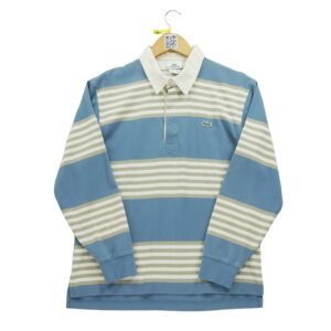 Polo manches longues homme bleu Lacoste Motif a rayures Col Polo