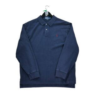 Polo manches longues homme marine Polo Ralph Lauren Col Polo
