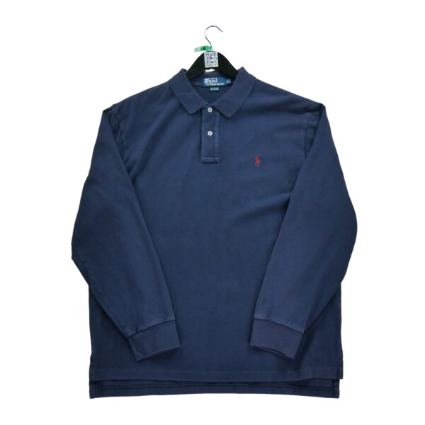 Polo manches longues homme marine Polo Ralph Lauren Col Polo