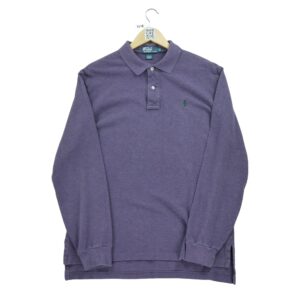 Polo manches longues homme violet Polo Ralph Lauren Motif chine Col Polo