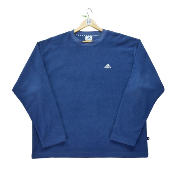 Pull polaires homme manches longues bleu Adidas Col Rond