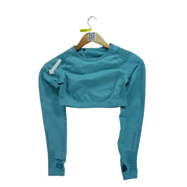 T shirt femme manches longues bleu Gymshark Col Rond