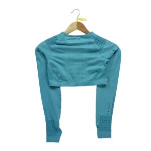 T shirt femme manches longues bleu Gymshark Col Rond