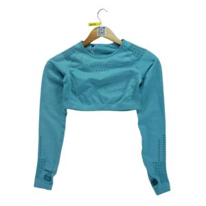 T shirt femme manches longues bleu Gymshark Col Rond