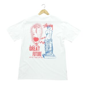 T shirt manches courtes homme blanc Stussy Motif imprime Col Rond
