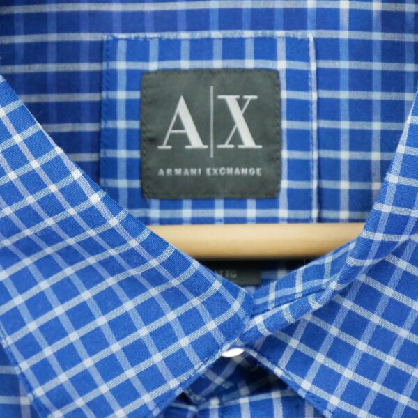 Chemise classiques homme manches longues bleu Armani Exchange Motif a carreaux