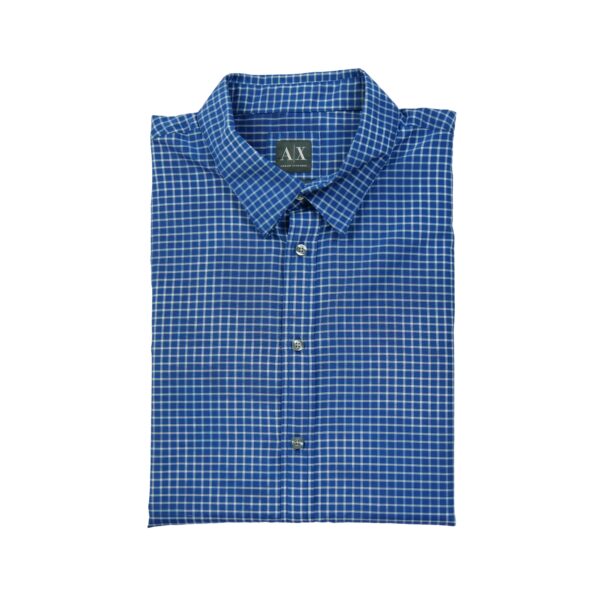 Chemise classiques homme manches longues bleu Armani Exchange Motif a carreaux