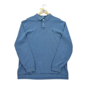 Polo manches longues homme bleu Polo Ralph Lauren Col Polo