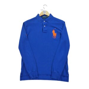 Polo manches longues homme bleu Polo Ralph Lauren Col Polo
