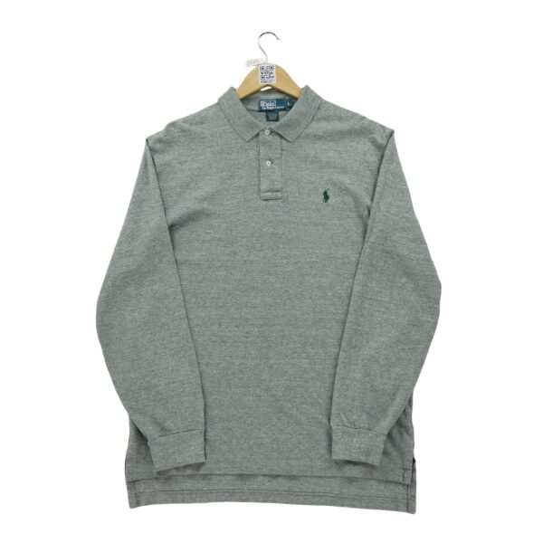 Polo manches longues homme gris Polo Ralph Lauren Motif chine Col Polo