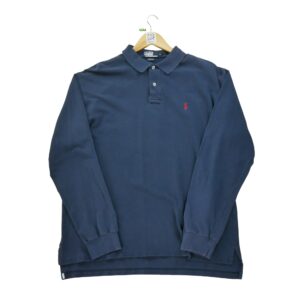 Polo manches longues homme marine Polo Ralph Lauren Col Polo