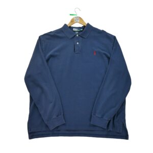 Polo manches longues homme marine Polo Ralph Lauren Col Polo
