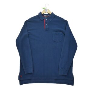 Polo manches longues homme marine Polo Ralph Lauren Col Polo