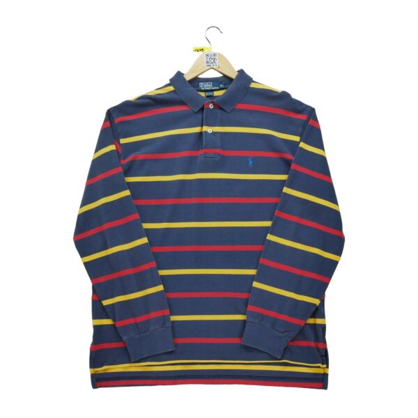 Polo manches longues homme marine Polo Ralph Lauren Motif a rayures Col Polo
