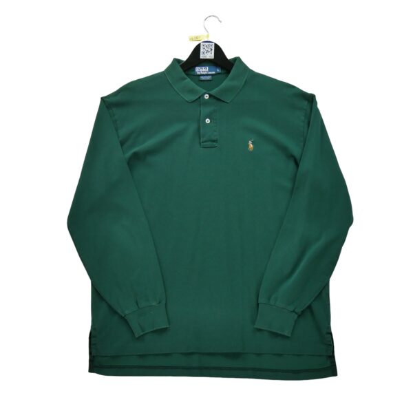 Polo manches longues homme vert Polo Ralph Lauren Col Polo
