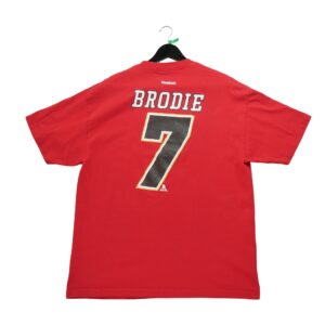 T shirt manches courtes homme rouge NHL Motif imprime Col Rond Equipe Calgary Flames