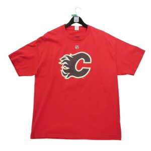 T shirt manches courtes homme rouge NHL Motif imprime Col Rond Equipe Calgary Flames