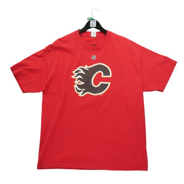 T shirt manches courtes homme rouge NHL Motif imprime Col Rond Equipe Calgary Flames