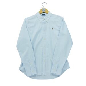 Chemise classiques femme manches longues bleu clair Polo Ralph Lauren Motif a rayures