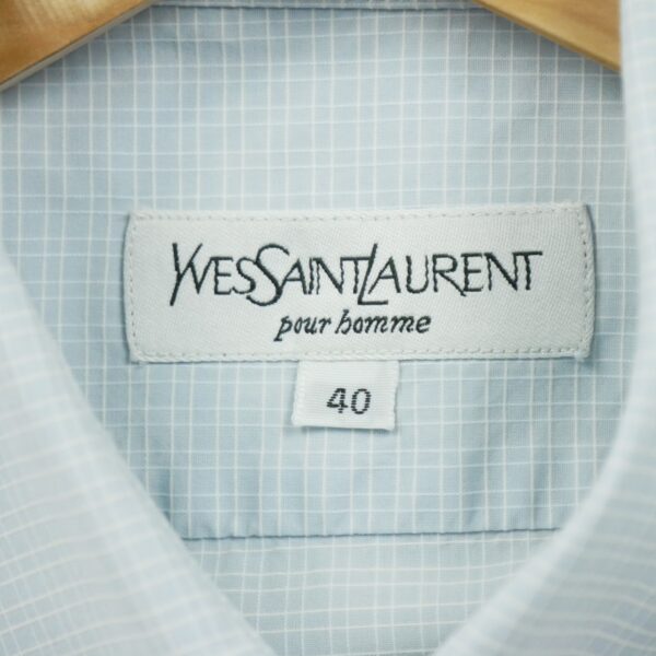 Chemise classiques homme manches courtes bleu clair Yves Saint Laurent Motif a carreaux