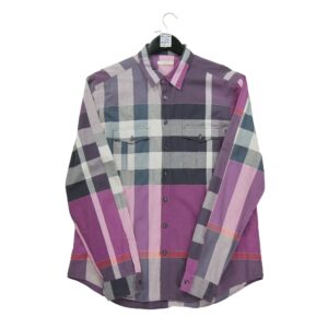 Chemise classiques homme manches longues bordeaux Burberry Motif a carreaux