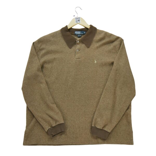 Polo manches longues homme marron Polo Ralph Lauren Motif a motifs Col Polo