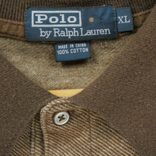 Polo manches longues homme marron Polo Ralph Lauren Motif a motifs Col Polo